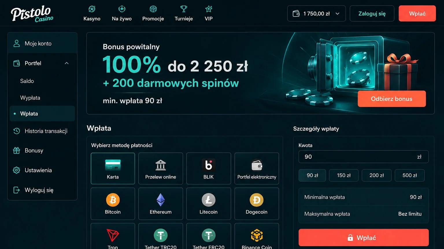 Wpłaty, wypłaty i limity transakcji w Pistolo Casino krok po kroku Wpłaty, wypłaty i limity transakcji w Pistolo Casino